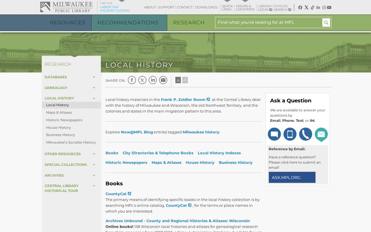 Milwaukee County city directory local history collection